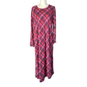 J. Jill Sleep Women's Long Sleeve Plaid Nightgown Size Medium Long Multi Colored
